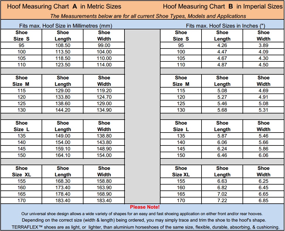 Horseshoe Size Chart: A Visual Reference of Charts | Chart Master